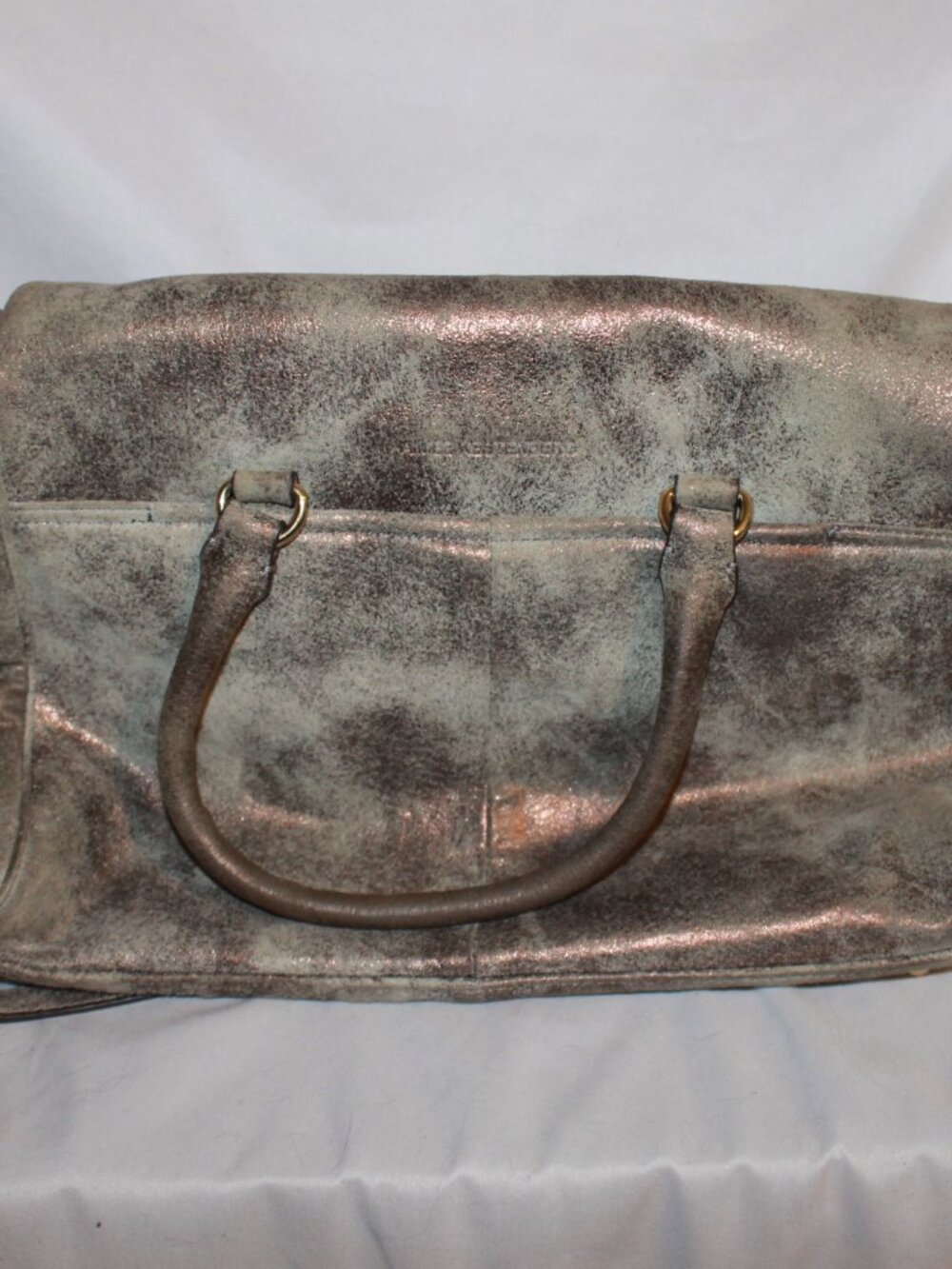 Aimee Kestenberg Soho Distressed Metalic Leather Sachel Crossbody - Picture 2 of 4